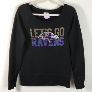 Pink Victoria's Secret NFL Baltimore Ravens Sequin Long Sleeve Shirt Sz M Black